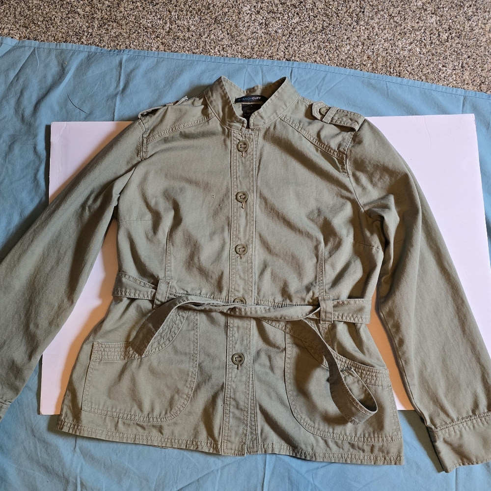 French Cuff Military style jacket Womens Size Large 100% cotton